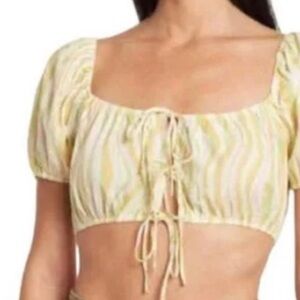 Elodie Puff sleeve tie front crop top